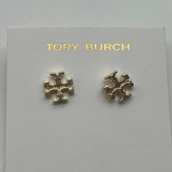 Tory Burch Jewelry - Tory Burch Classic Small Logo Stud Earrings with Gold Plating